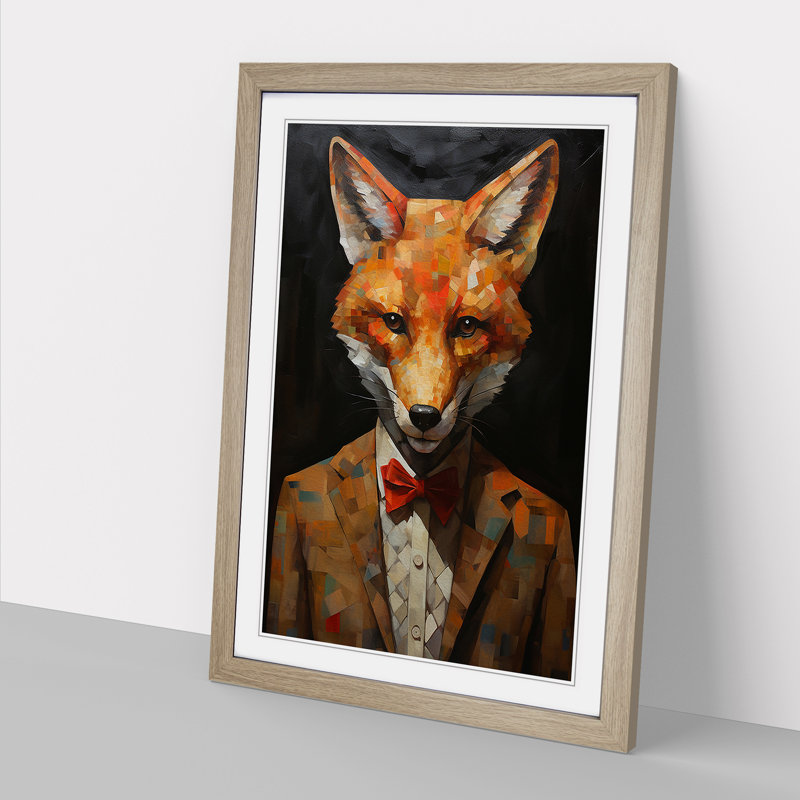 Fox Dadaism No.3 - Framed Print, Oak, 64cm H x 46cm W x 2cm D