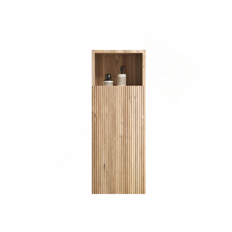 Wall-Mounted Storage Cabinet With Open Storage Eco-Friendly Moisture-Resistant For Small Spaces, Oak