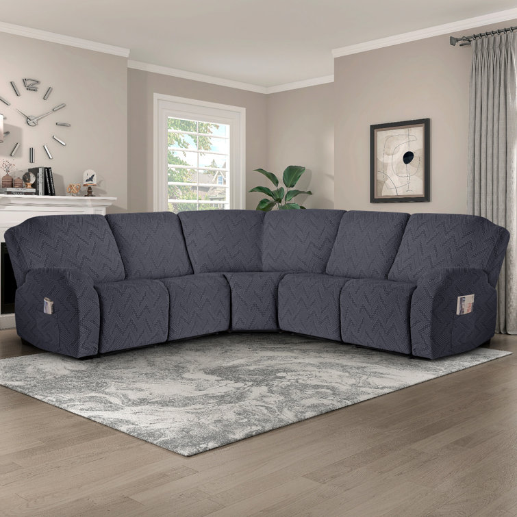 Wald 5-Pieces Oversized Recliner Couch Covers With Pockets For Reclining L Shape Sofa