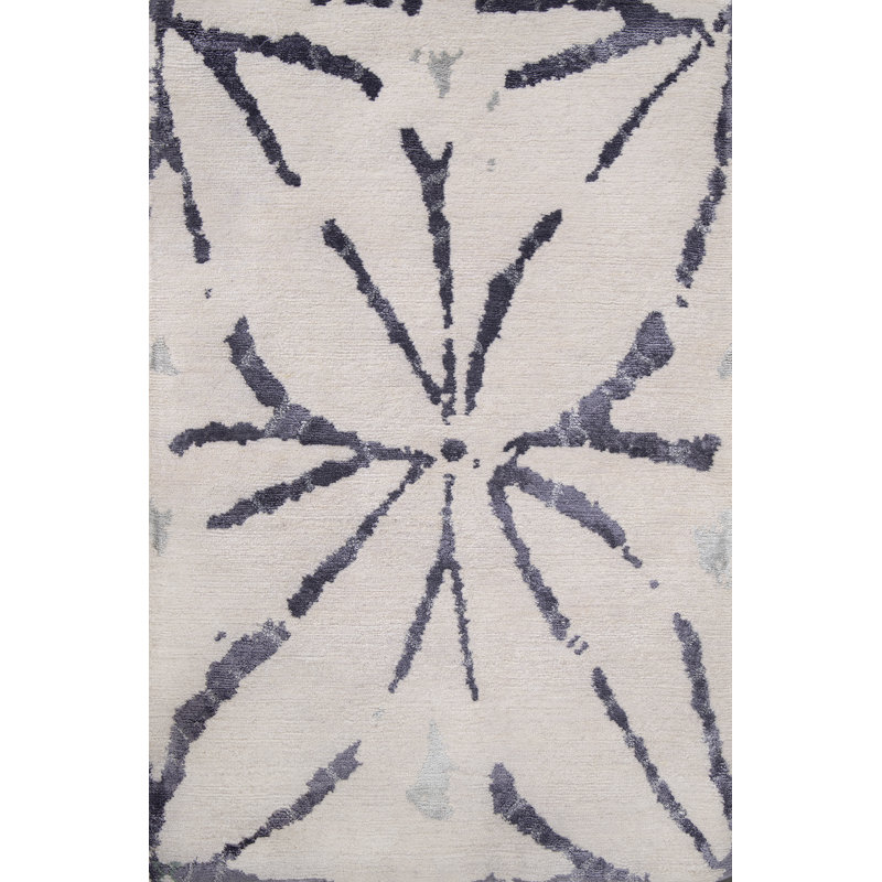 Contemporary Hand Knotted Geometric Shapes Area Rug, Rectangle 3' x 5'