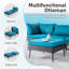 Patio 6-Piece Black Wicker Sectional Sofa With Malachite Green Cushions-1549157337-1549157336