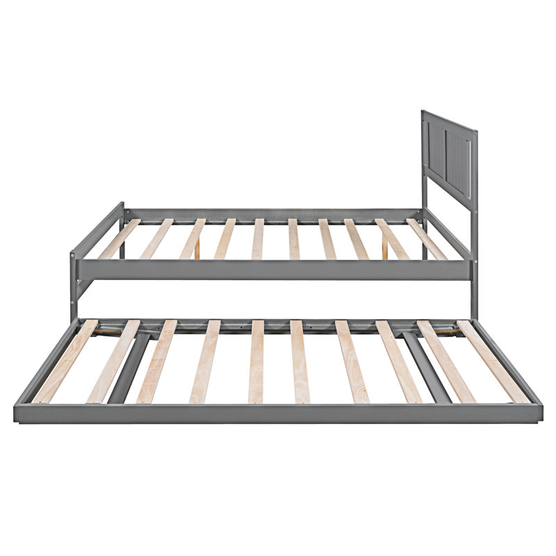 Lit plateforme avec lit gigogne réglable, Gris