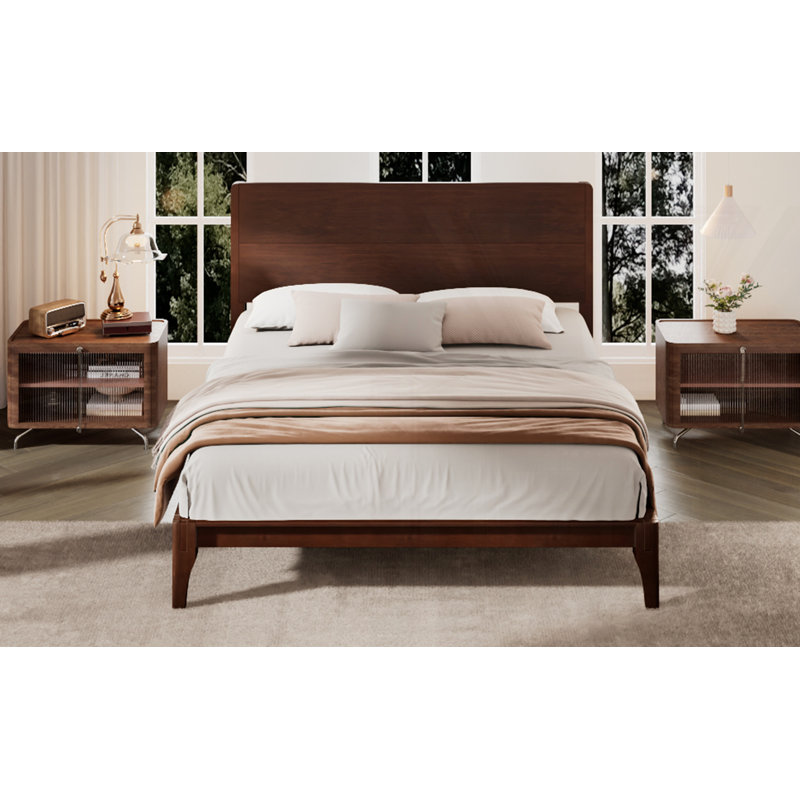 Lit plateforme en bois de bambou, Double, Espresso