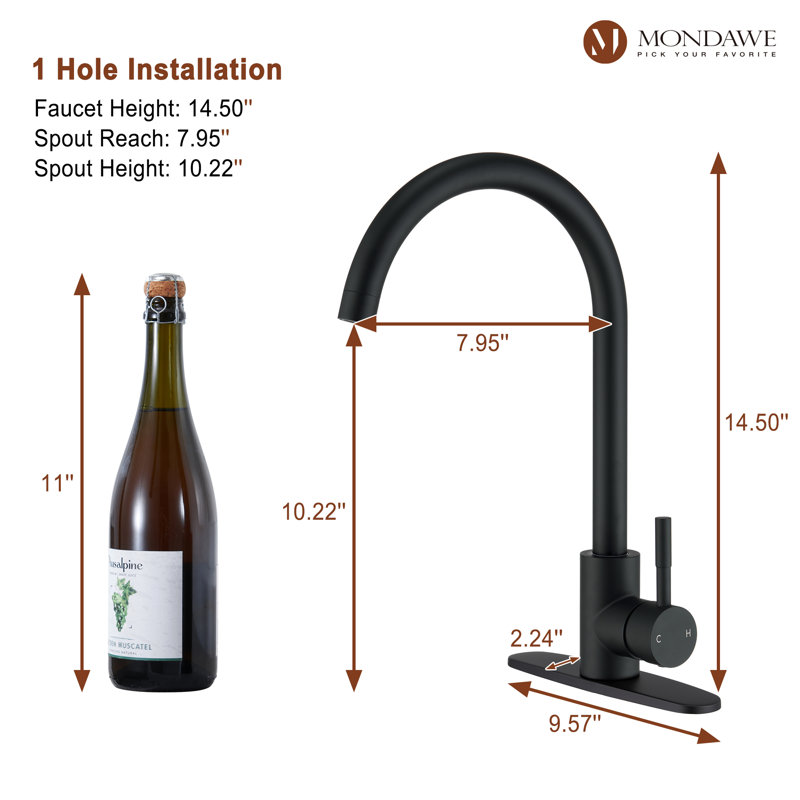 Stainless Steel Single Handle High-Arc Kitchen Faucet, Matte Black