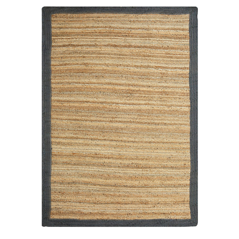 Tapis gris en fibres naturelles Abani Savoie JUT110A, Rectangle 6 pi x 9 pi