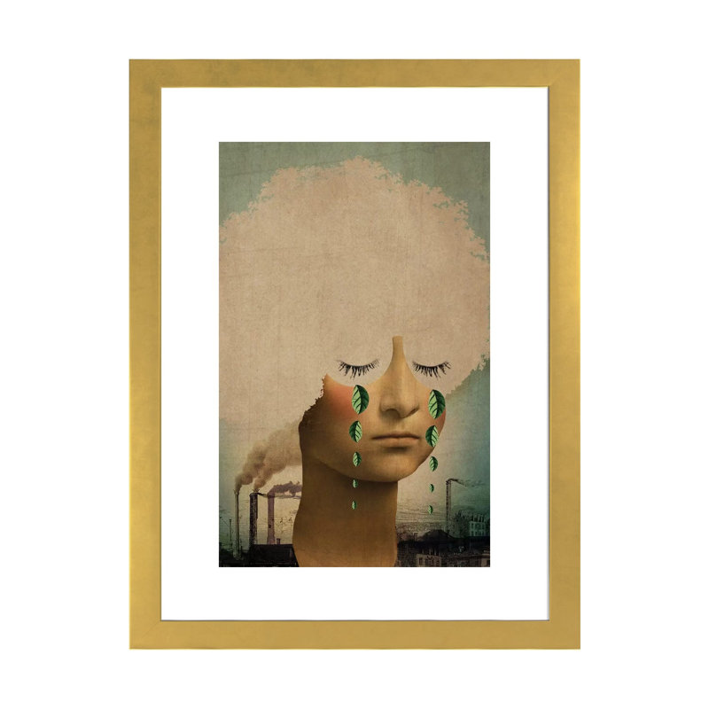 «Climat changement» par Catrin Welz-Stein - impression d'art graphique, H 32 po x l 24 po x P 1 po, Papier encadré doré
