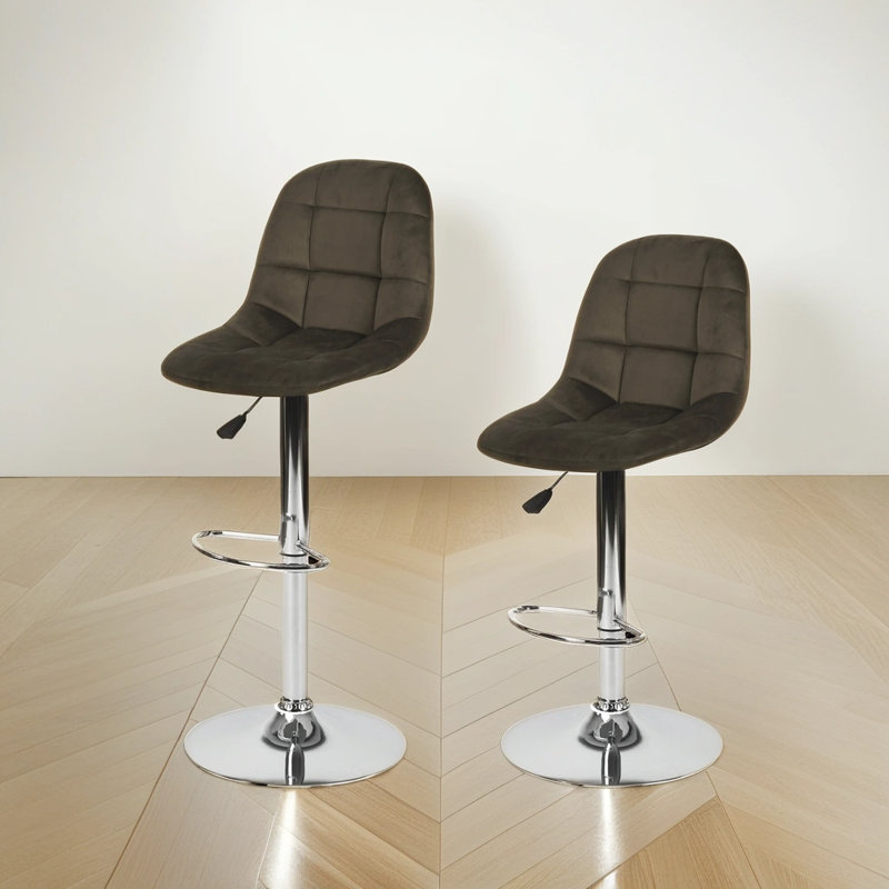 Drumheller Swivel Upholstered Adjustable Height Counter Stool with Metal Frame