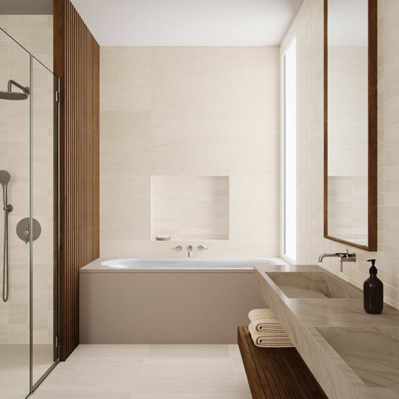 Treveso  23.62 In. X 47.24 In. Limestone Look Matte Porcelain Floor And Wall Tile (15.49 Sq. Ft. / Case), Cream
