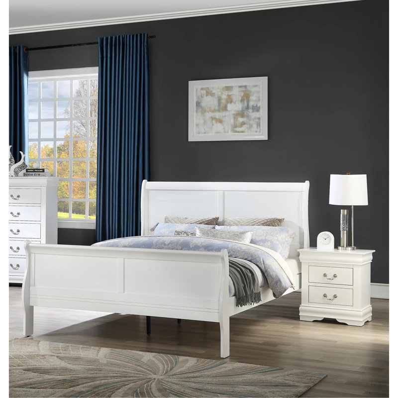 Lit lit en bois massif Louis Phillipe, Lit double