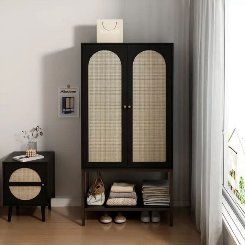 Armoire moderne à double porte minimaliste, Noir