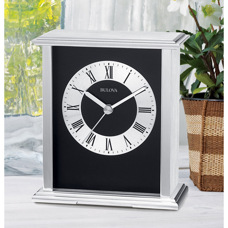 Modern & Contemporary Roman Numeral Metal Quartz Movement / Crystal Tabletop Clock in
