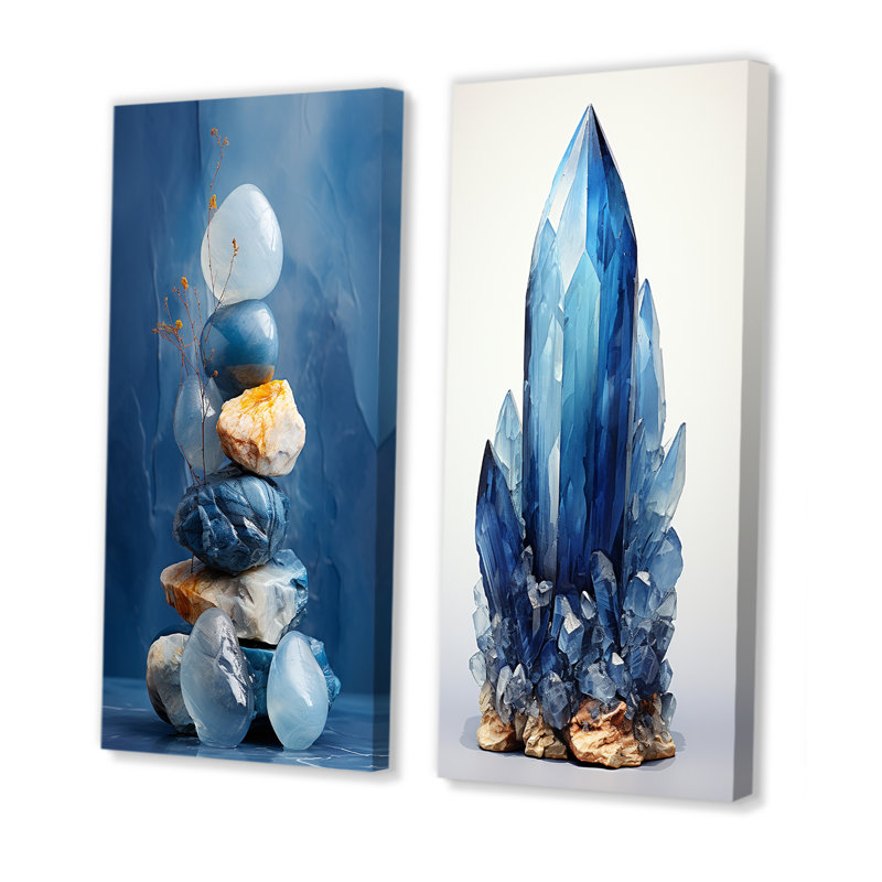 Ensemble de 2 impressions sur toile Blue Stone, H 28 po x l 25 po, Toile tendue