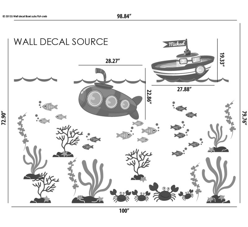 Nautical & Beach Non-Wall Damaging Wall Decal, Scheme B, Yes