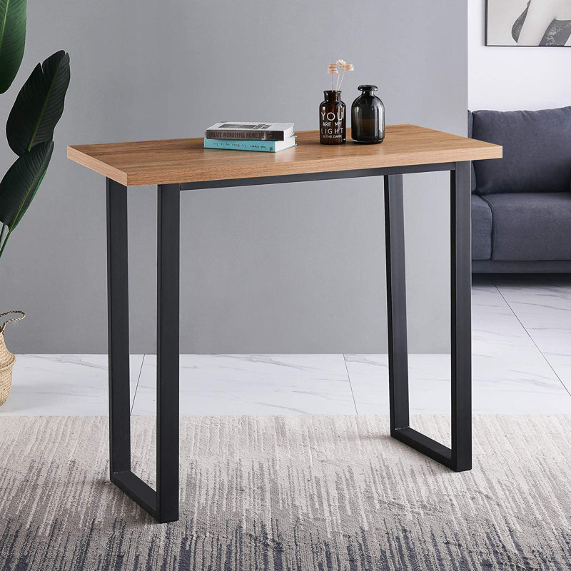 Naisaiah Rectangular Metal Outdoor Bar Table , 60cm cm W 120cm cm D, Oak