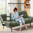 75”Convertible Futon Sofa Bed with Adjustable Backrest and 5-Level Armrests, Corduroy Futon Couch ,Sleeper Sofa Loveseat for Small Spaces, Apartment or Office,Green-108486679-100150248
