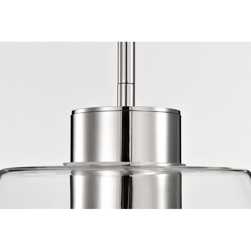 Sinclair - Luminaire suspendu DEL - avec verre transparent, Nickel poli, H 46,13 po x l 13,63 po x P 13,63 po