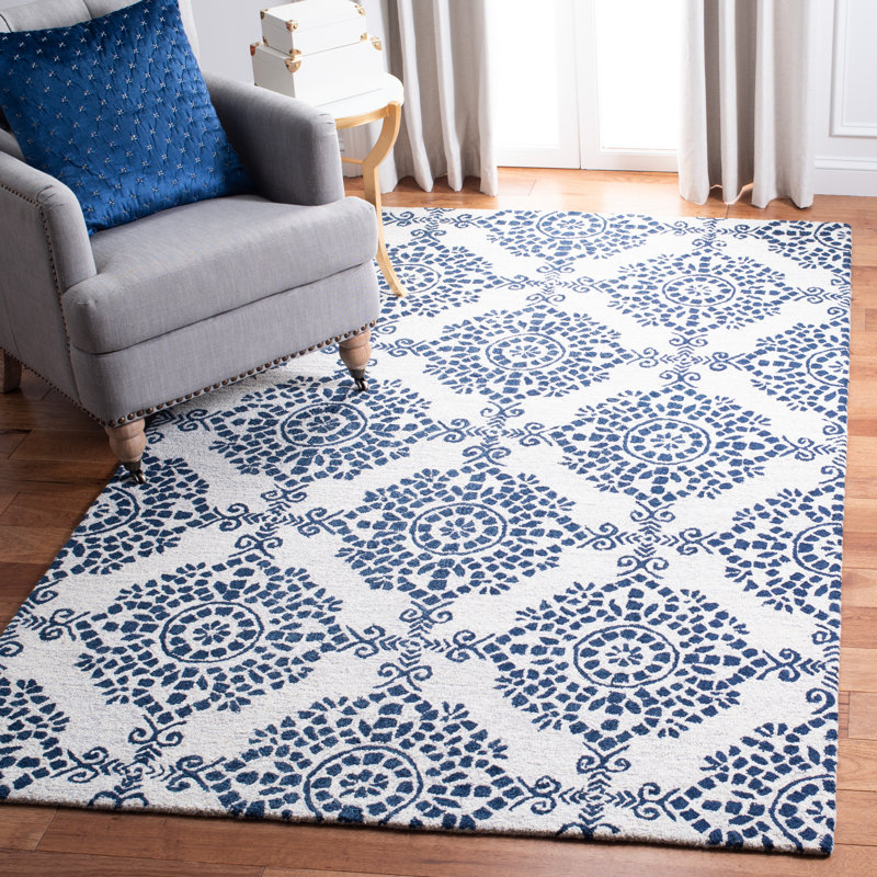 Tapis géométrique en laine et en coton touffeté à la main Benninger Micro-Loop, Rectangle 4 pi x 6 pi