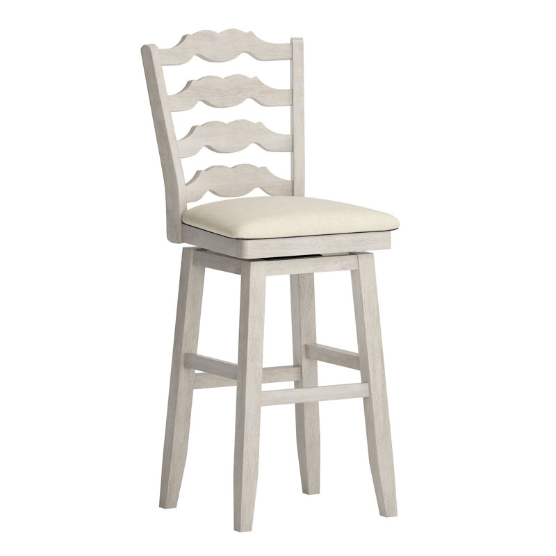 Tabouret de bar et de comptoir pivotant Fortville, Blanc antique, Tabouret de bar (siège d'une hauteur de 29 po)