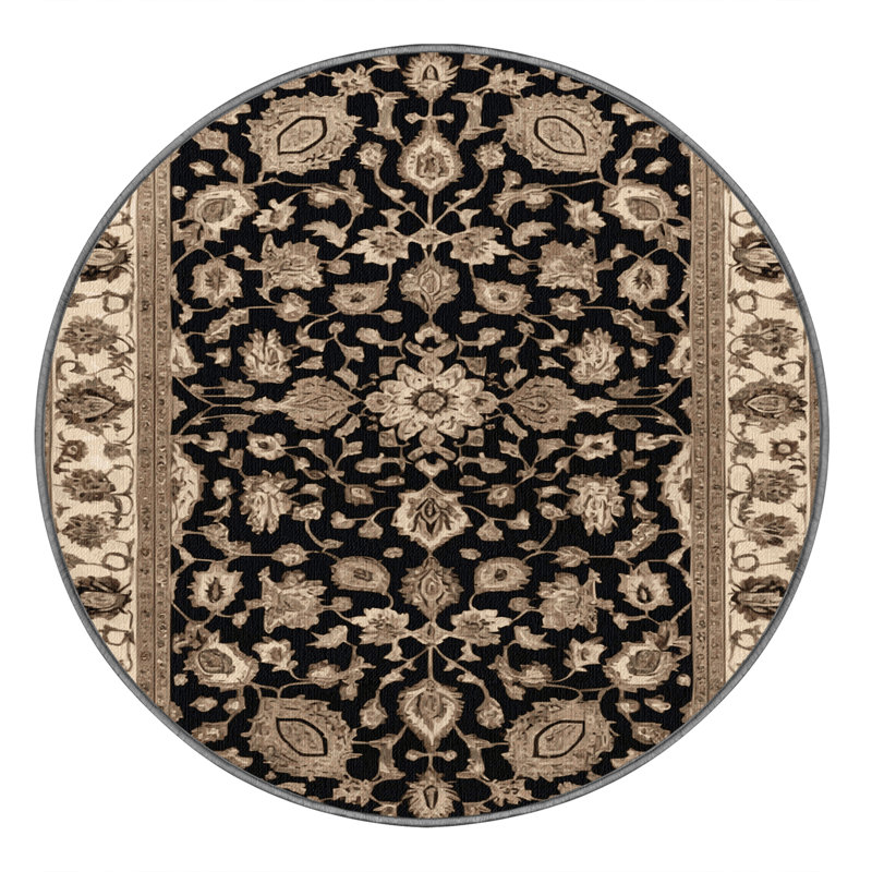 Machine Washable Persian Gray Area Rug, Round 7'