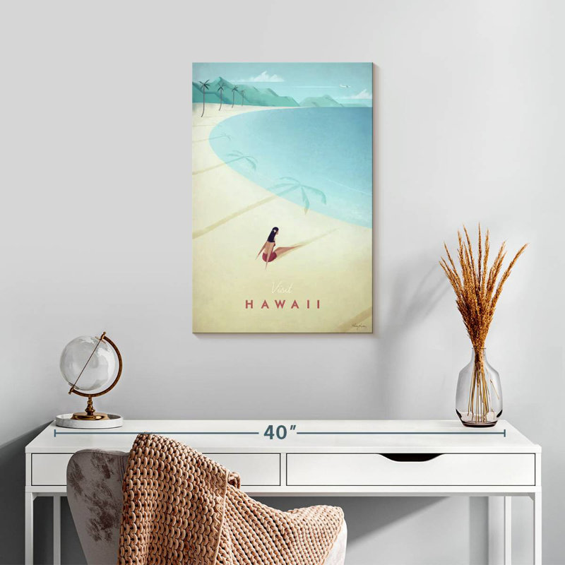 Affiche de voyage rétro Aime, visite d'Hawaï, H 24 po x l 16 po