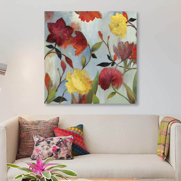 «Wildflowers II», reproduction sur toile, H 37 po x l 37 po x P 1,5 po, Toile tendue, Pas de tapis
