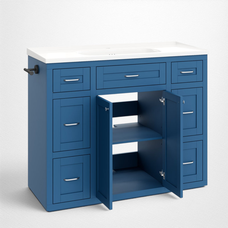 Ensemble de meuble-lavabo simple 48 po avec plateau en céramique Debie, Noir