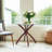 Round Dining Table with Tempered Glass Top and Solid Wood Legs-100588389