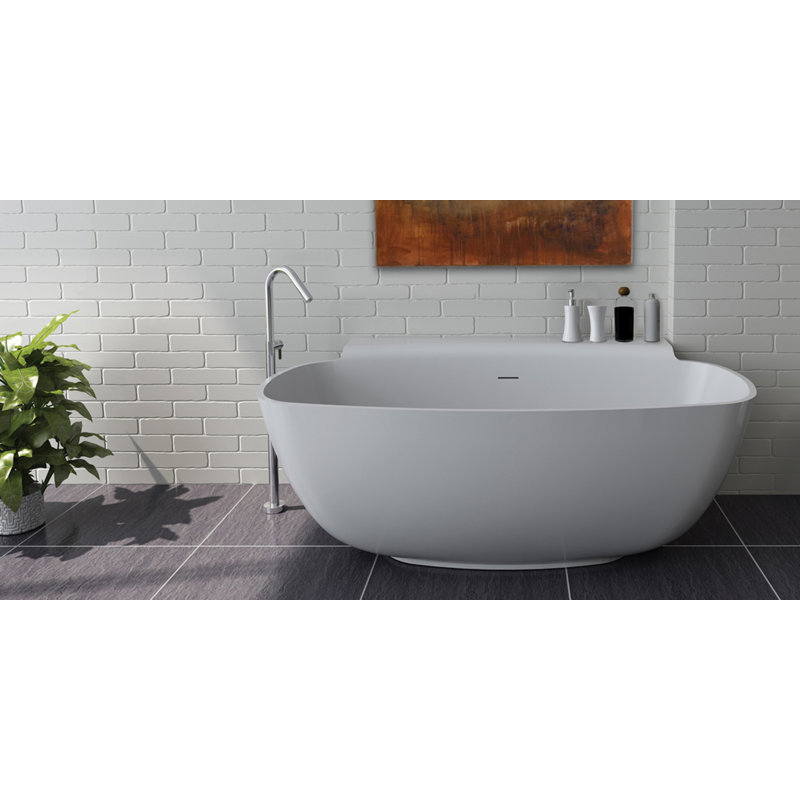 Sottile 62.38'' L Freestanding Soaking Bathtub, Gloss White