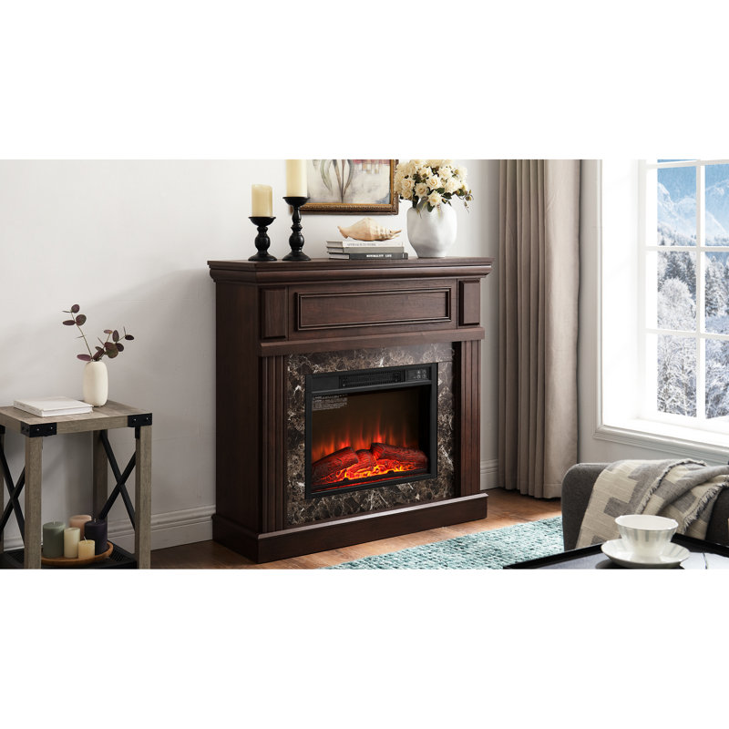 Foyer avec insert électrique de 23 po, flamme réglable, télécommande, cerisier, l 42,02 po x P 14 po x H 40 po, 1400 W, 62 62 températures, minuterie de 30 minutes et 6 heures, 3 niveaux de flamme, finition lisse, conception 3D, Classique