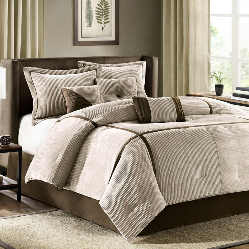 Édredon en velours côtelé Taupe King - Nuits douillettes chaudes et élégantes