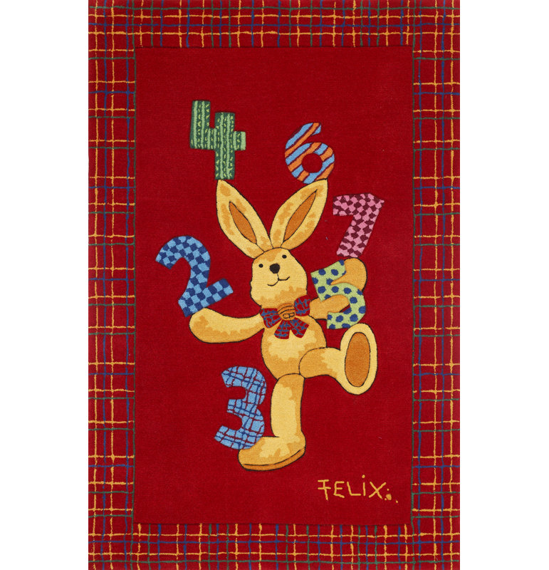 Felix The Rabbit Red Rug, Rectangle 130 x 180cm