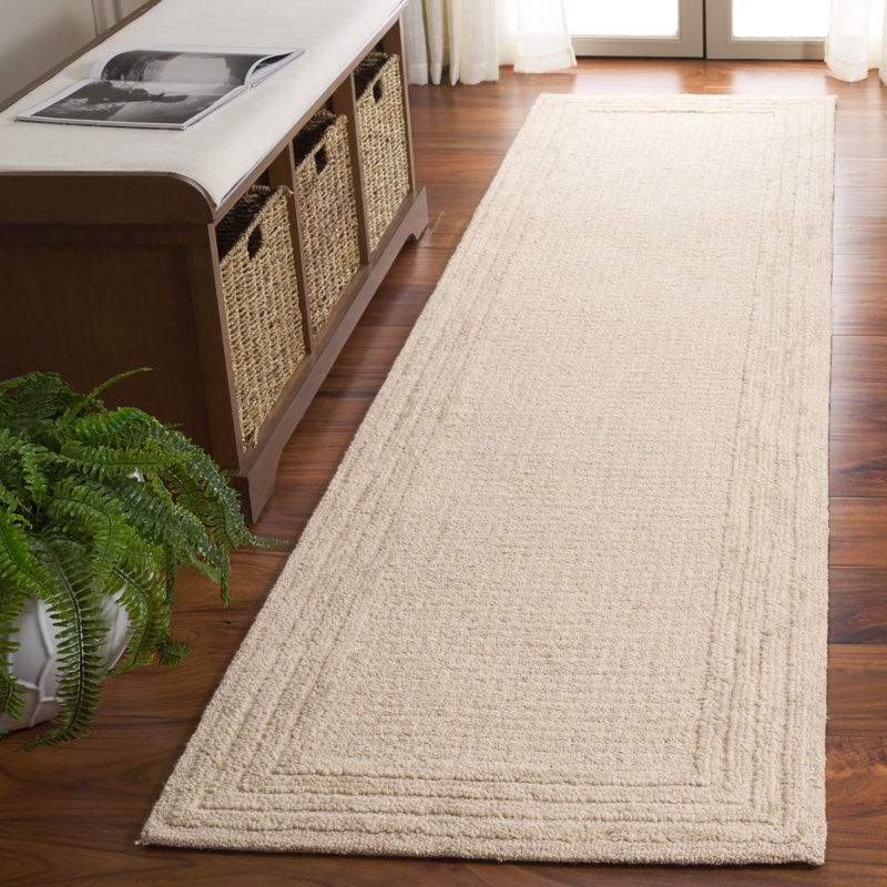 Keldyn Ebony Hand Tufted Wool And Cotton Bordered Rug, Runner 2'3" x 9'