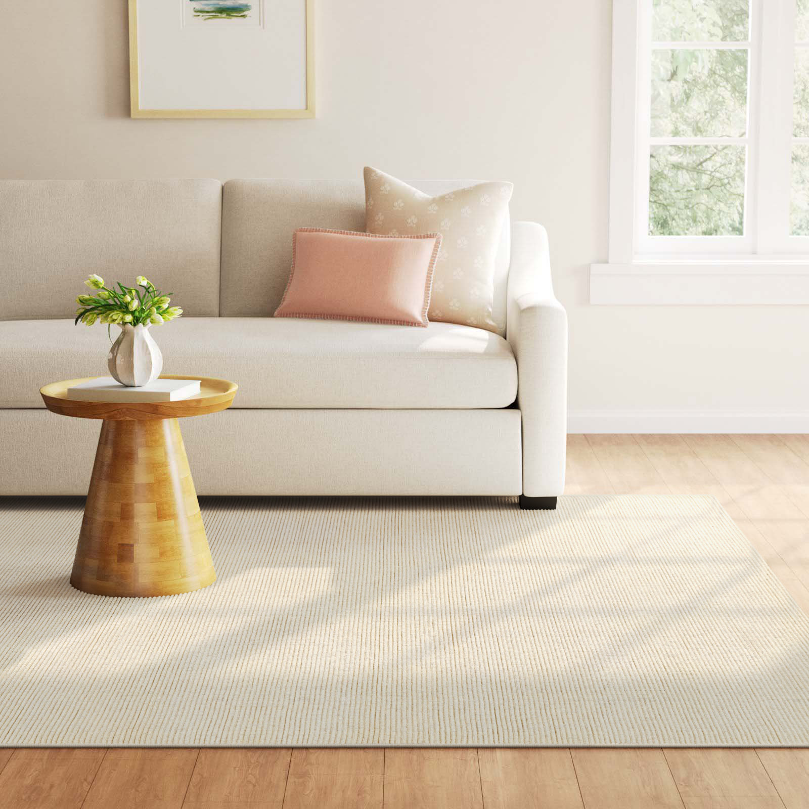Cream Hand-Woven Rug, Rectangle 6' x 9'