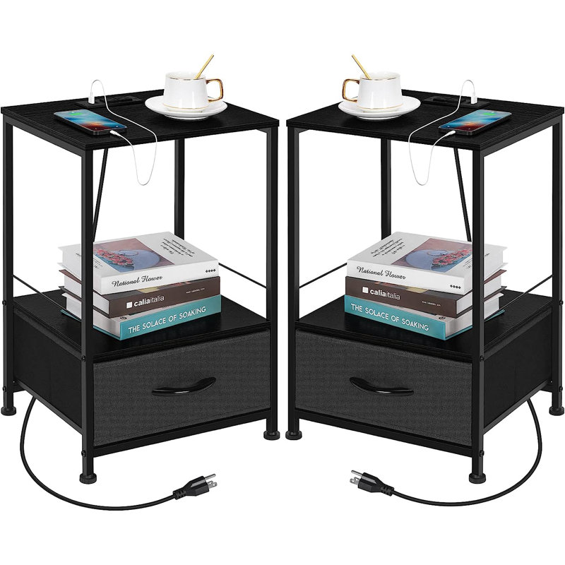 Ensemble de tables de bout avec rangement Tochi, Noir