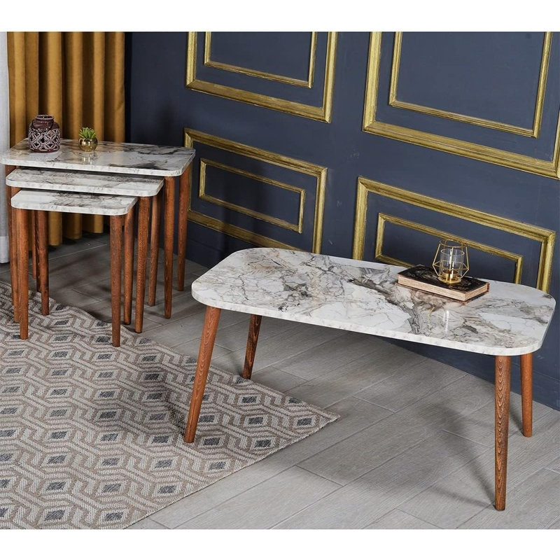 Jessica 35cm Console Table, White Marble