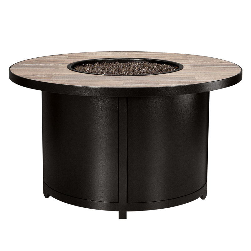 Elba Aluminum Outdoor Fire Pit Table, 24" H x 42" W x 42" D, Carbon Black, Venice Beach