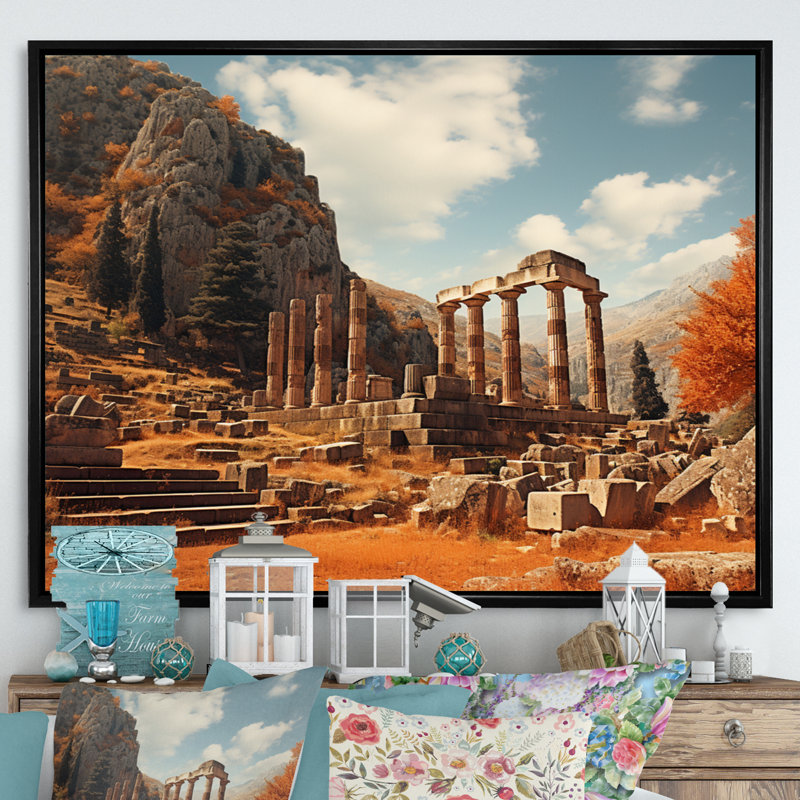 Grèce Grèce Mythos II sur toile, H 30 po x l 40 po x P 1,5 po, Cadre flottant noir