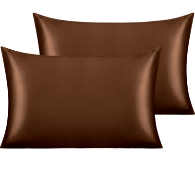 Taies d'oreiller en satin avec fermeture à enveloppe, housses de coussin pour la peau et les cheveux, paquet de 2