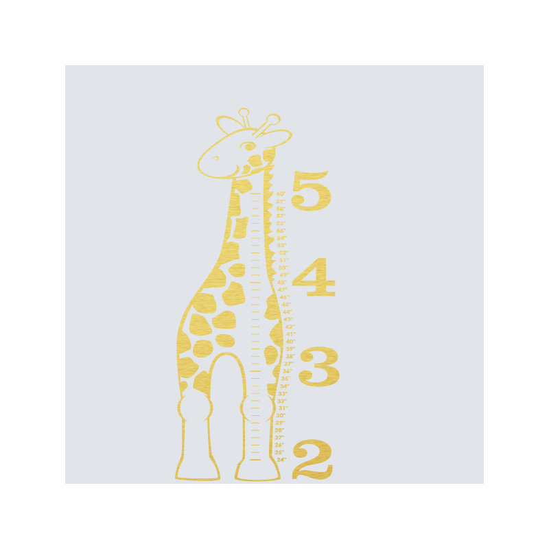 Décalcomanie murale « giraffe growth chart », Or