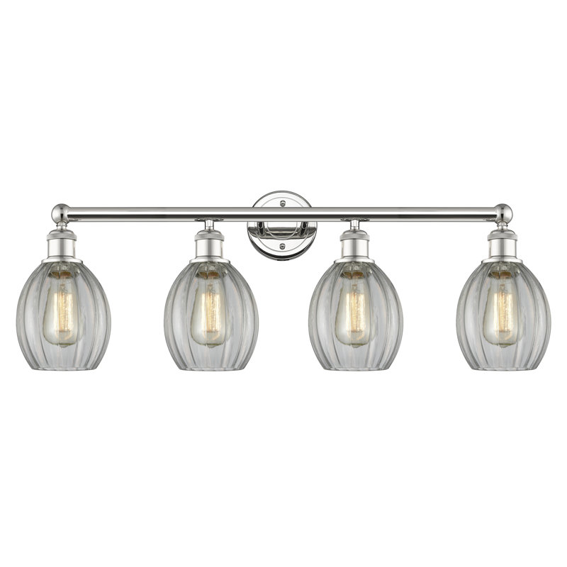 Éclairage pour meuble-lavabo 4 lumières 32,5 pouces Bolduc, Transparent, Nickel poli