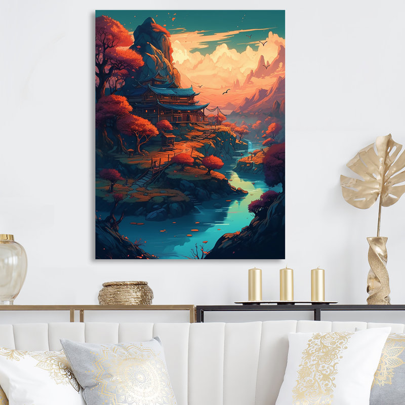 Mountain Top Asian Inspired Home I - impression, H 20 po x l 12 po x P 1 po, Toile tendue