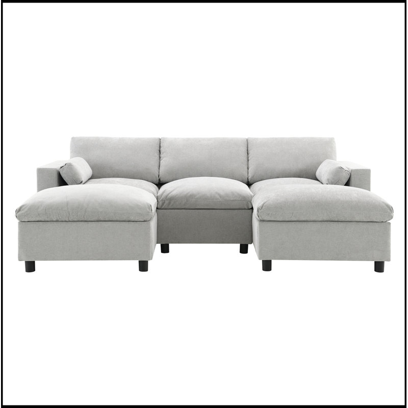 Canapé modulaire confortable en forme de U avec rangement et conception polyvalente pour la détente, Gris