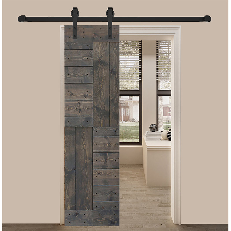 Porte de grange coulissante de style S brevetée sans quincaillerie d'installation (dalle de porte seulement) - Assemblage requis