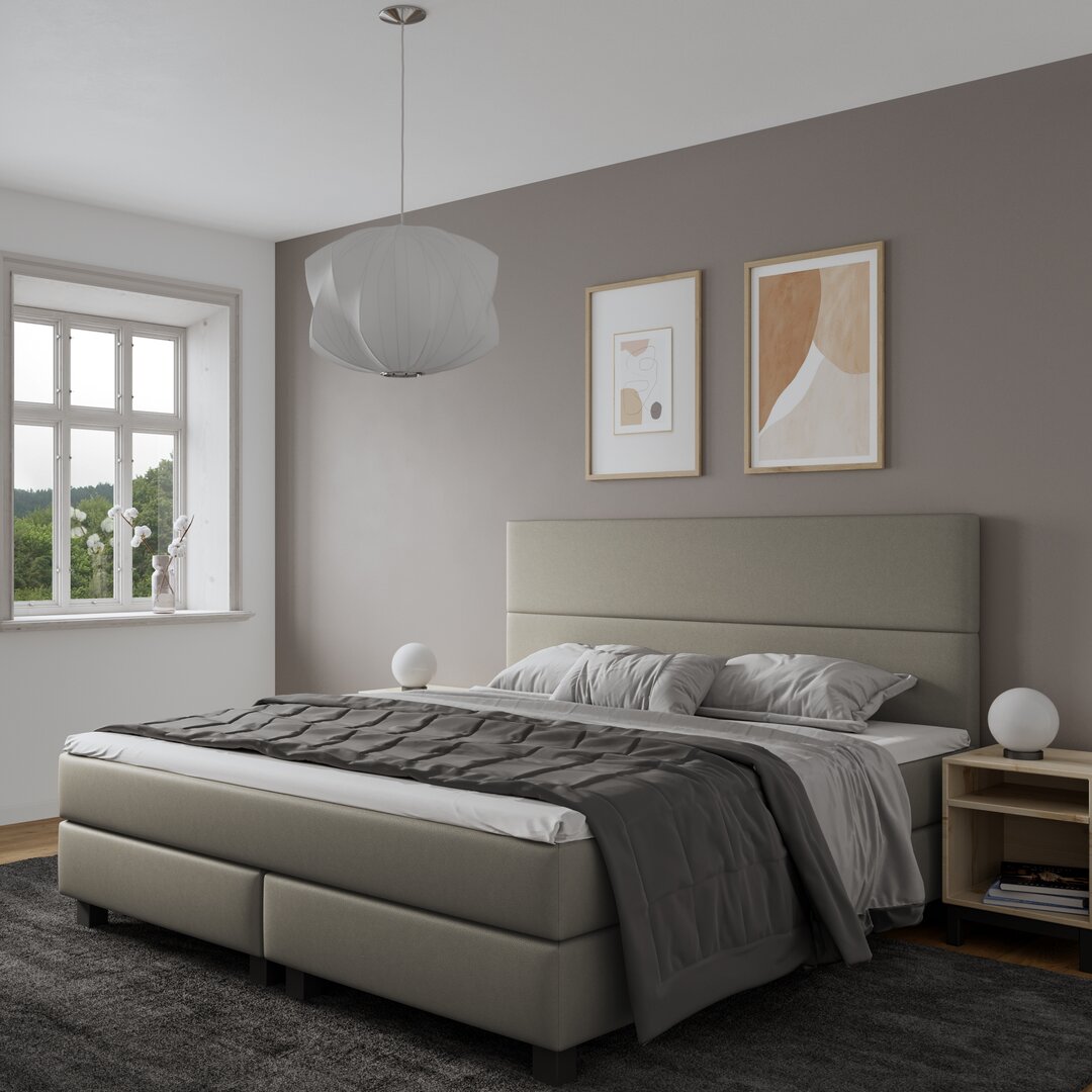 Echtes Boxspringbett Strine mit Visco Topper, mit Kunstleder bezogen