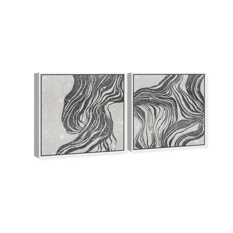 Emotional Set Canvas Abstract Print by Oliver Gal, Black Frame, 12 x 12, 21"H x 21"W, White Floater Frame