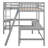 Wood Twin Size L-Shaped Loft Bed with Ladder and 2 Built-in L-Shaped Desks-1497687141