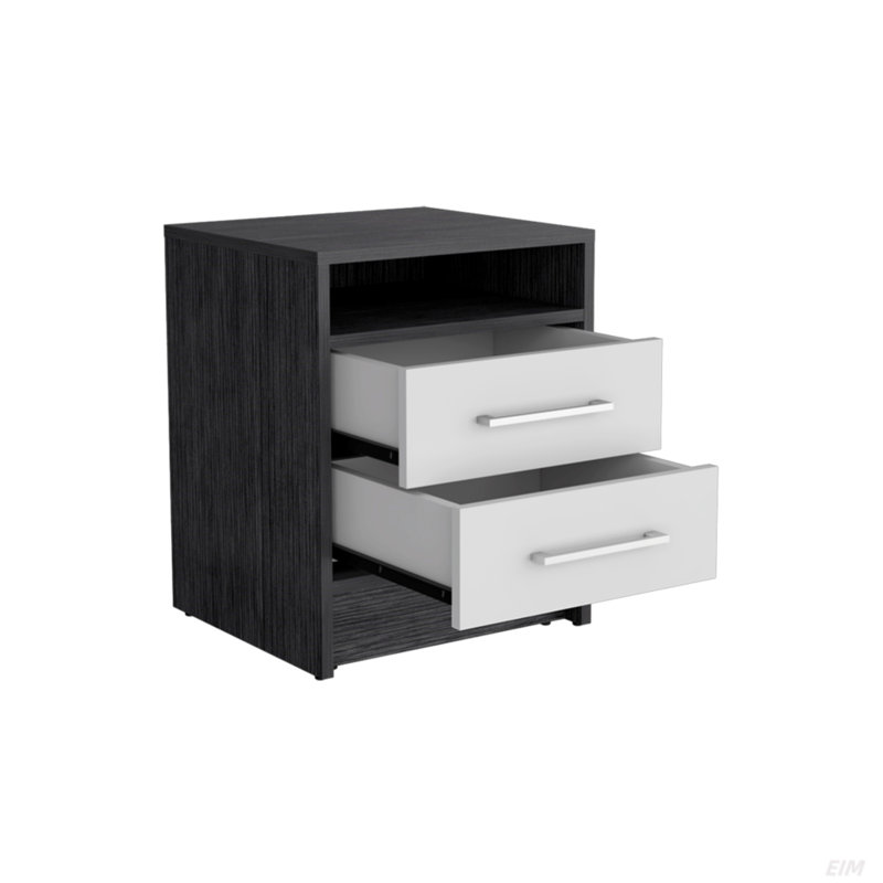 Table de chevet Cartiz, deux tiroirs, Multicolore