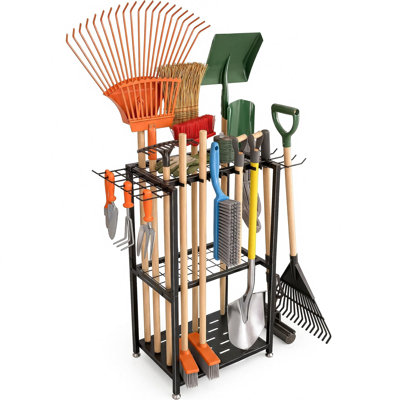 Organisateur de jardin autoportant Kaelis, support de rangement pour outils de jardin à 3 niveaux