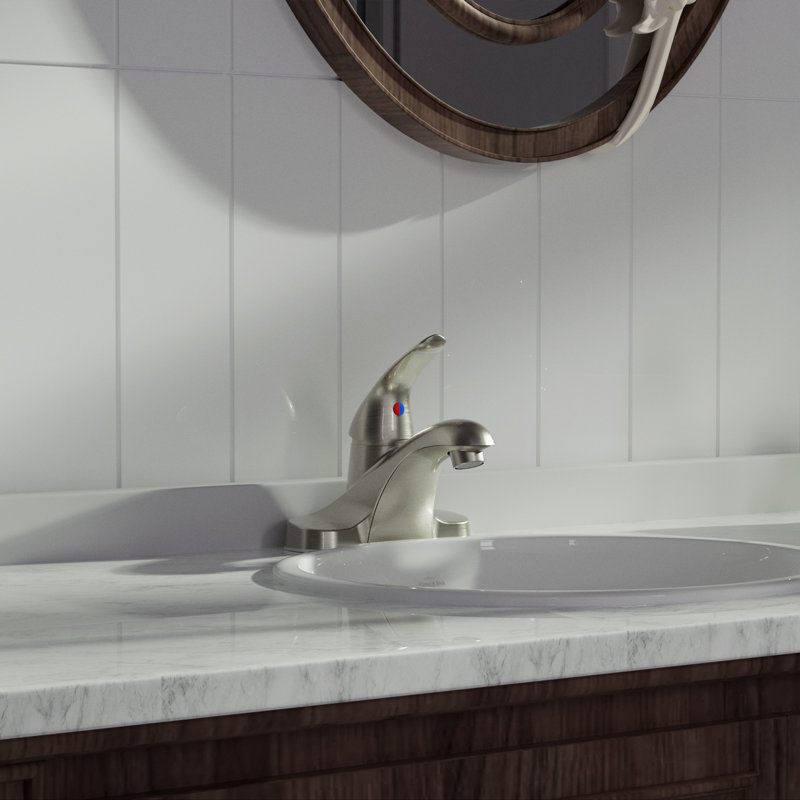 Robinet de salle de bain à ensemble central avec bonde, Nickel brossé