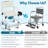 4-in-1 Bedside Commode Shower Wheelchair for Seniors and Disabled - Commode Chair with 4 Lockable Wheels, Detachable Bucket, Padded Seat and Armrests, Flip-Up Footrest, White-131132567